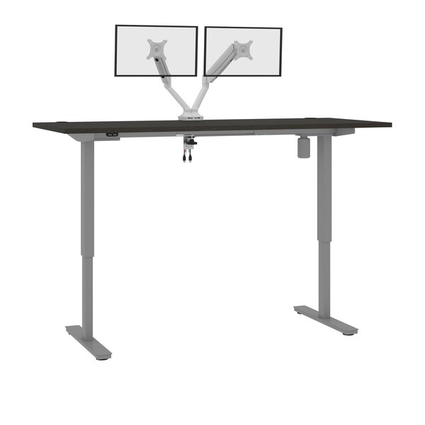 Bestar Bestar Upstand 72W x 30D Standing Desk with Dual Monitor Arm in deep grey 175880-000032 - main